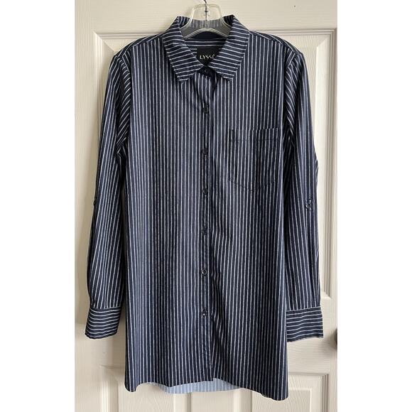 LYSSE Bundle Of 8 Solid Print Button Down Wrinkle Resistant Career Blouses Tops - Picture 6 of 16